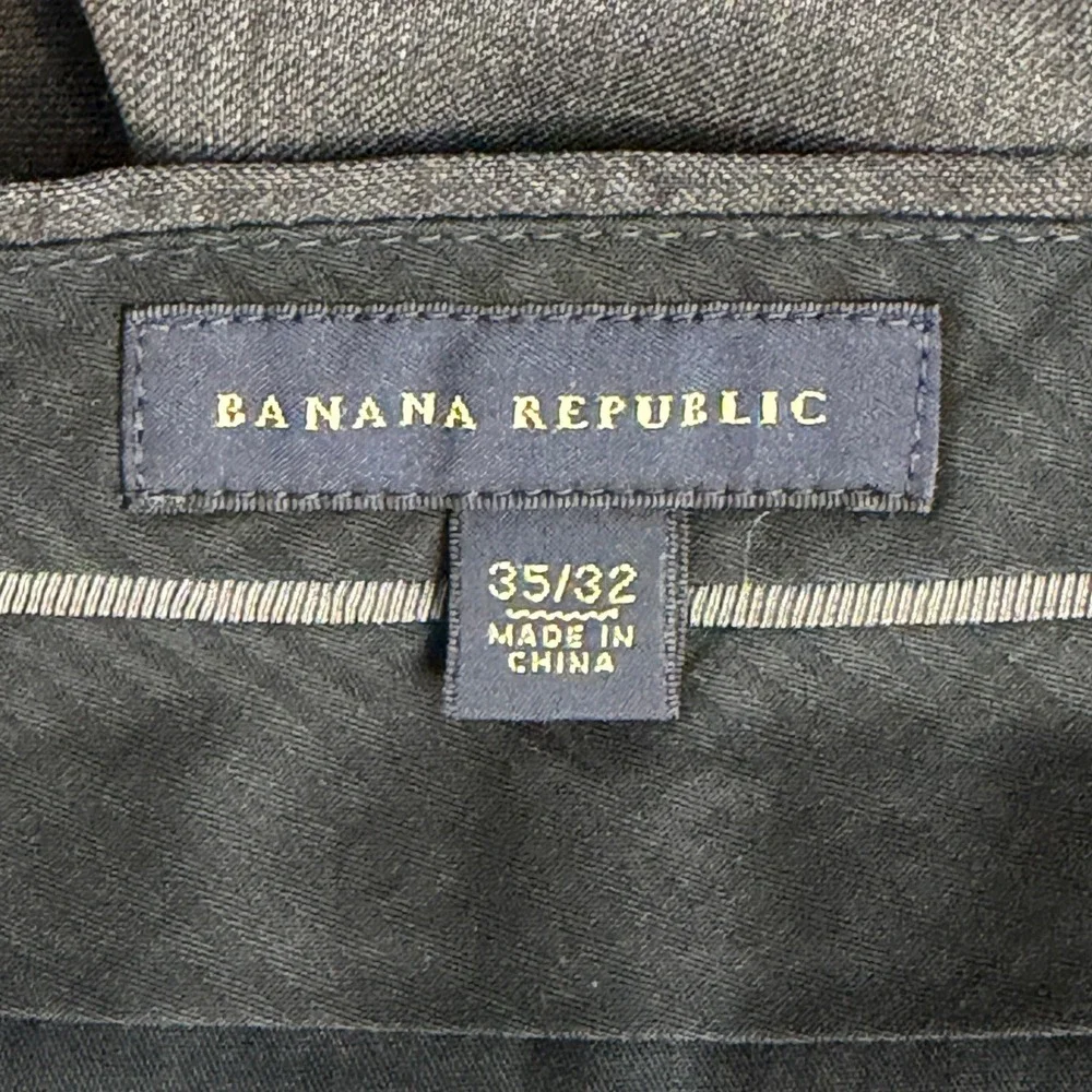 Banana Republic Dress Pants Men 35x32 LANIFICIO CERRUTI Wool Flat Front Charcoal